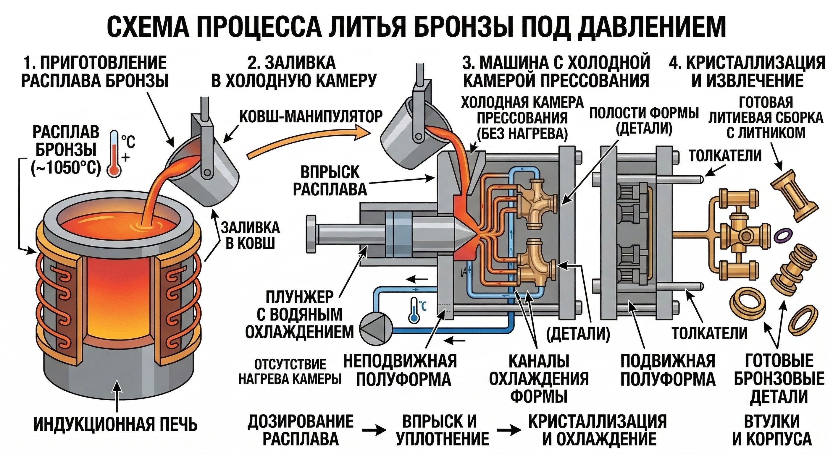 Технология литья бронзы под давлением